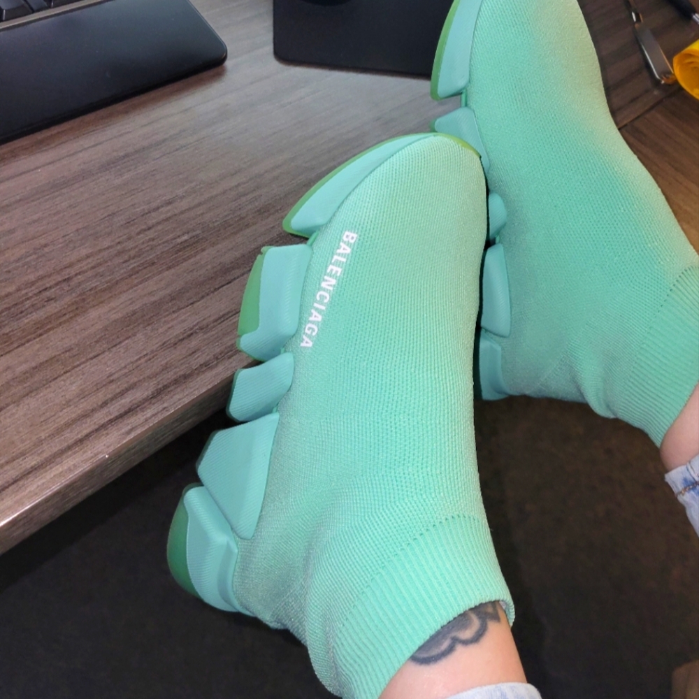Balenciaga 2.0 Speed Trainers Shoes Mint Green Size 5 Women
